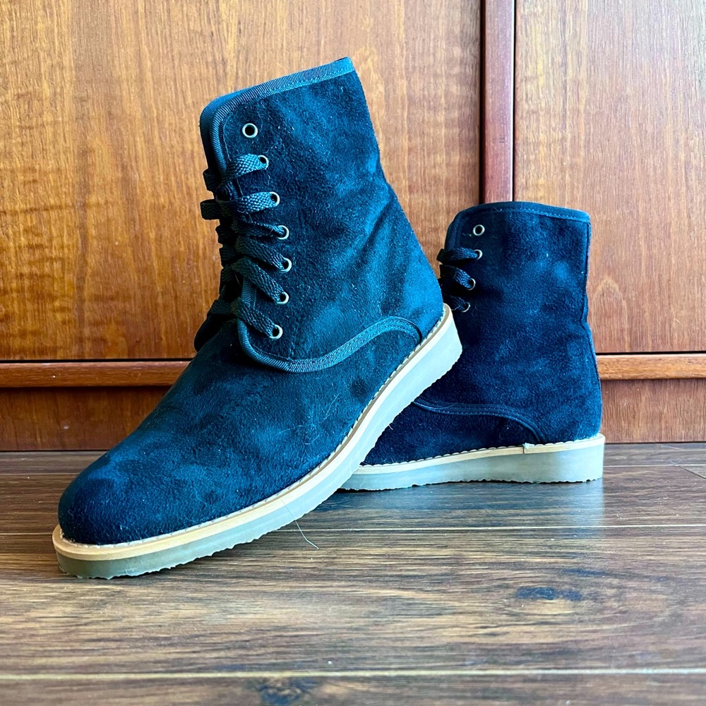 Good Guys Don't Wear Leather Vegan Suede Ankle Boots, Black